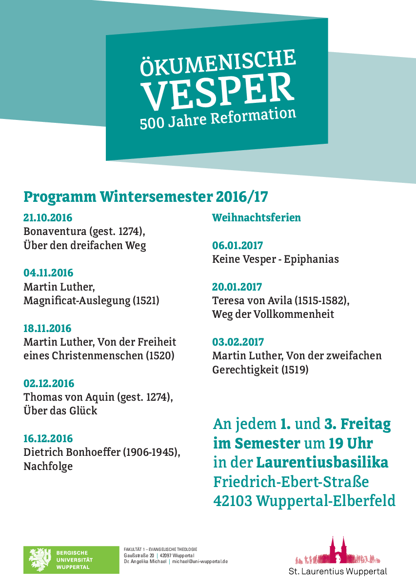 Ökumenische Vesper 500 Jahre Reformation Ökumenische Vesper 500 Jahre Reformation